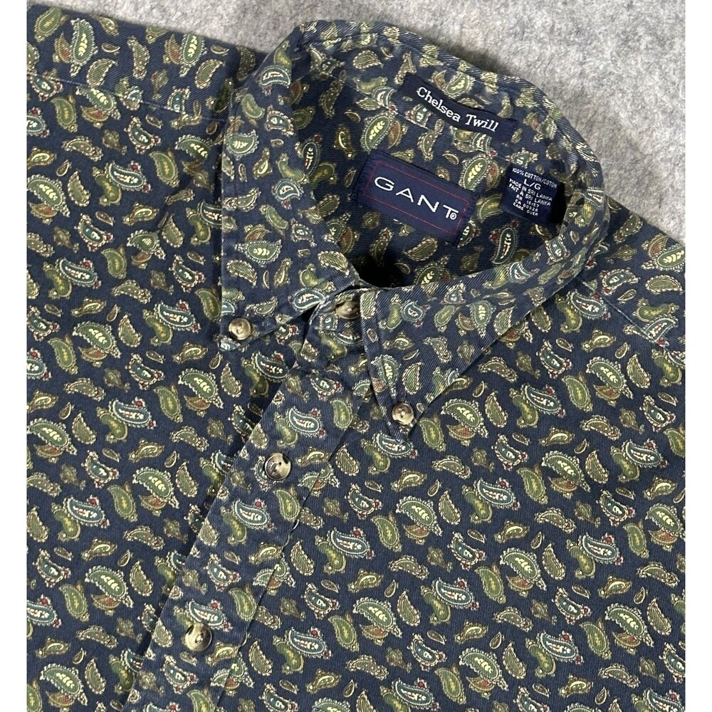 Gant Salty Dog Button Down Shirt Men’s L Chelsea Twill Vtg Paisley Classic Heavy